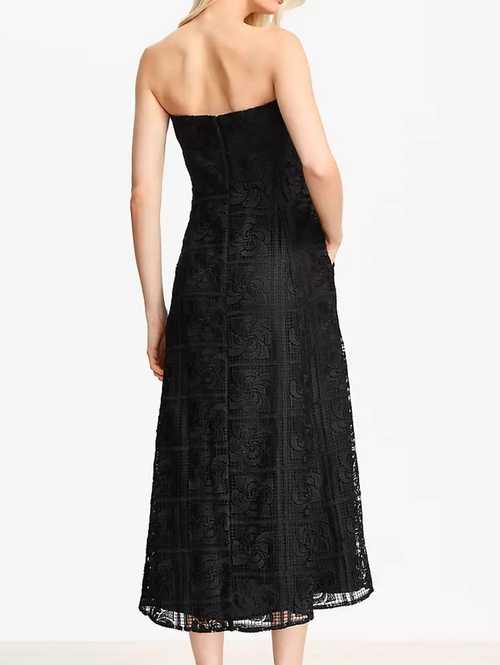 Strapless Black Lace Midi Dress - Picture 3 of 3